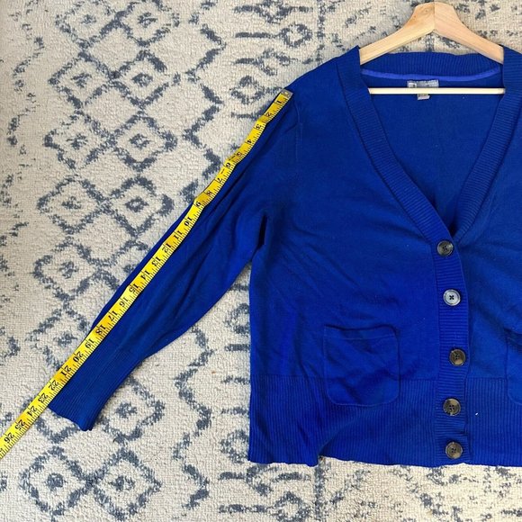 JCP JCPenny Sweater Women 2X Blue Cardigan Pockets Cotton Cashmere Blend Solid - Picture 9 of 11